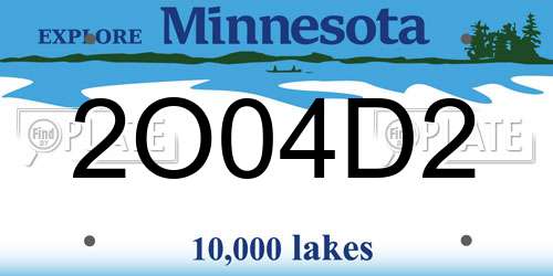 2O04D2 Minnesota License Plate