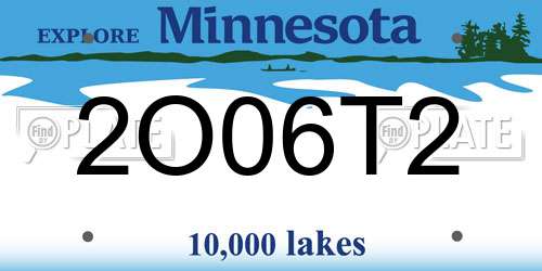 2O06T2 Minnesota License Plate