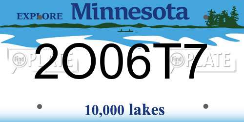 2O06T7 Minnesota License Plate