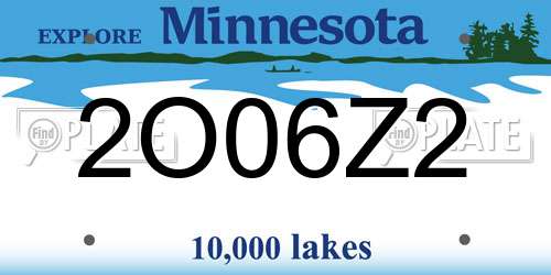 2O06Z2 Minnesota License Plate