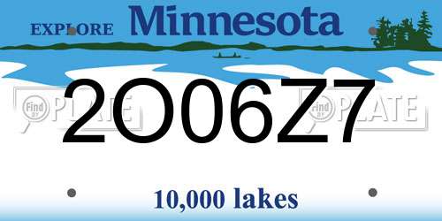 2O06Z7 Minnesota License Plate