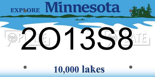 2O13S8 Minnesota License Plate
