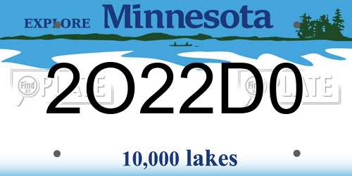 2O22D0 Minnesota License Plate