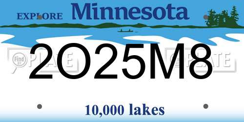 2O25M8 Minnesota License Plate