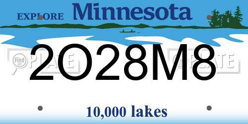 2O28M8 Minnesota License Plate