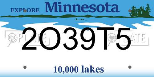 2O39T5 Minnesota License Plate