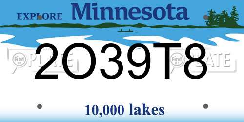2O39T8 Minnesota License Plate