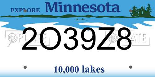 2O39Z8 Minnesota License Plate