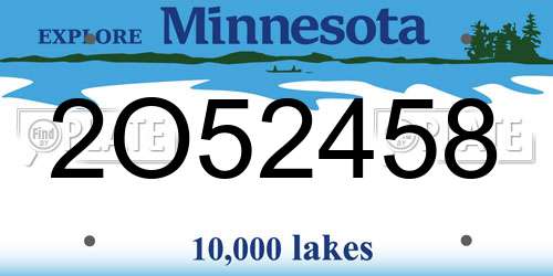 2O52458 Minnesota License Plate