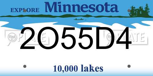 2O55D4 Minnesota License Plate