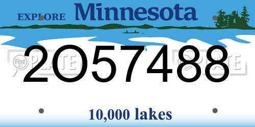 2O57488 Minnesota License Plate