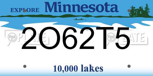 2O62T5 Minnesota License Plate
