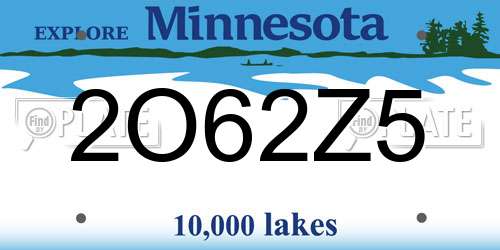 2O62Z5 Minnesota License Plate
