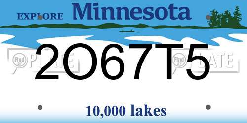 2O67T5 Minnesota License Plate