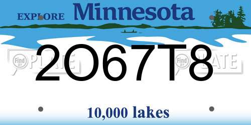 2O67T8 Minnesota License Plate
