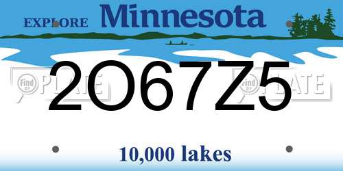 2O67Z5 Minnesota License Plate