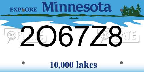 2O67Z8 Minnesota License Plate