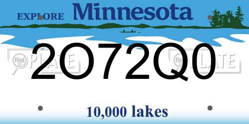 2O72Q0 Minnesota License Plate
