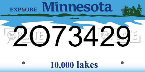2O73429 Minnesota License Plate