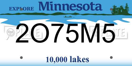 2O75M5 Minnesota License Plate