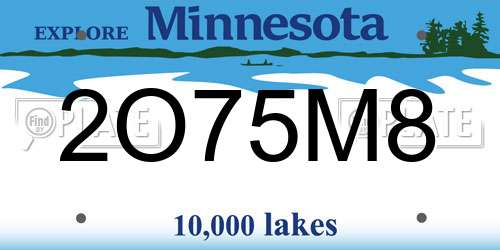2O75M8 Minnesota License Plate