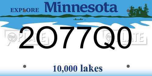 2O77Q0 Minnesota License Plate