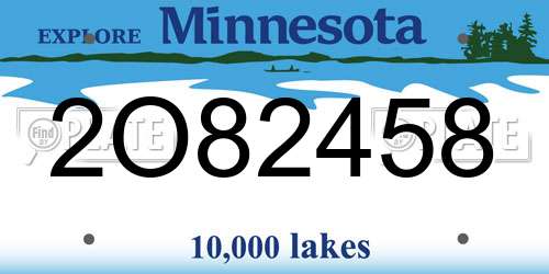 2O82458 Minnesota License Plate