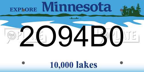 2O94B0 Minnesota License Plate