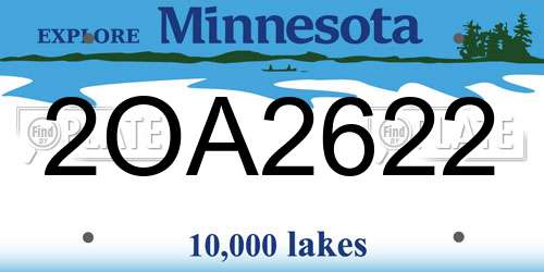 2OA2622 Minnesota License Plate