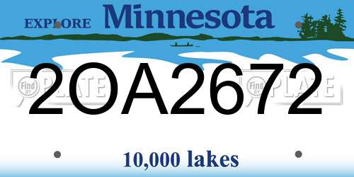 2OA2672 Minnesota License Plate
