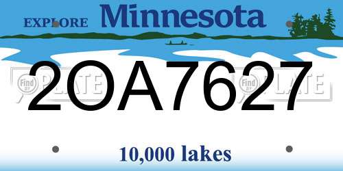 2OA7627 Minnesota License Plate