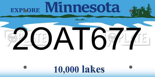 2OAT677 Minnesota License Plate