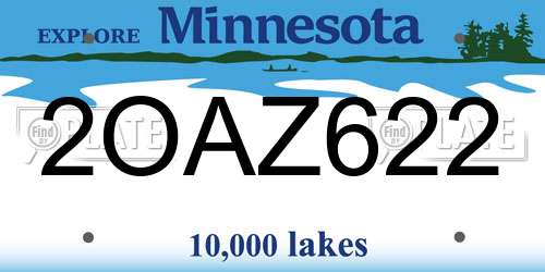 2OAZ622 Minnesota License Plate