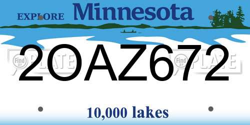 2OAZ672 Minnesota License Plate