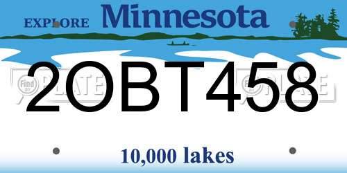 2OBT458 Minnesota License Plate