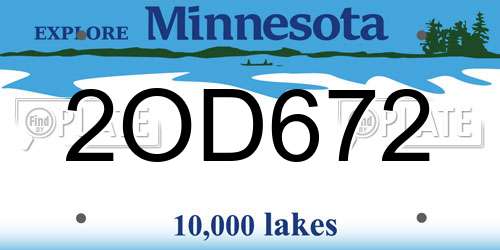 2OD672 Minnesota License Plate