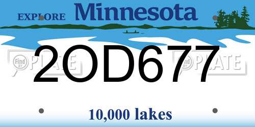 2OD677 Minnesota License Plate