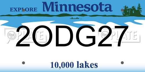 2ODG27 Minnesota License Plate