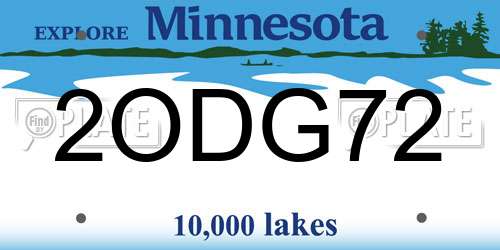 2ODG72 Minnesota License Plate