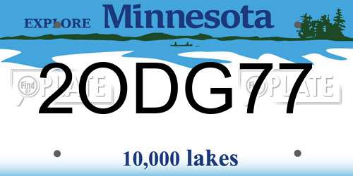 2ODG77 Minnesota License Plate