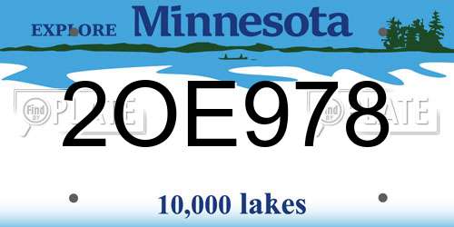 2OE978 Minnesota License Plate