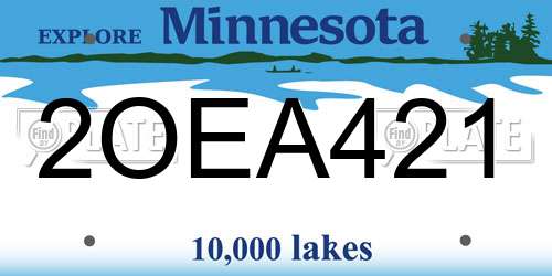 2OEA421 Minnesota License Plate