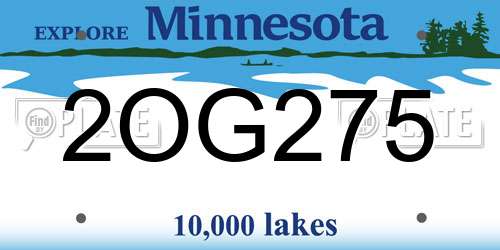 2OG275 Minnesota License Plate