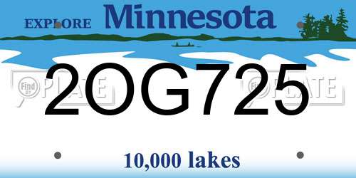 2OG725 Minnesota License Plate