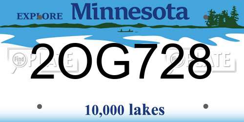 2OG728 Minnesota License Plate