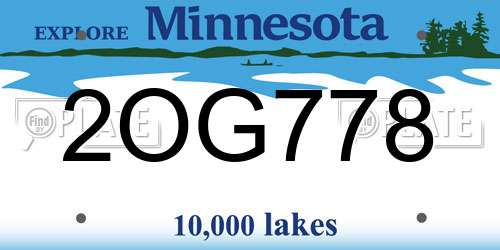 2OG778 Minnesota License Plate