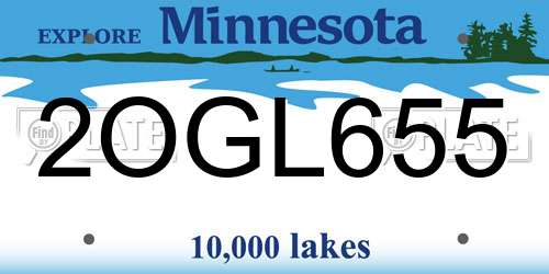 2OGL655 Minnesota License Plate
