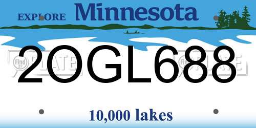 2OGL688 Minnesota License Plate
