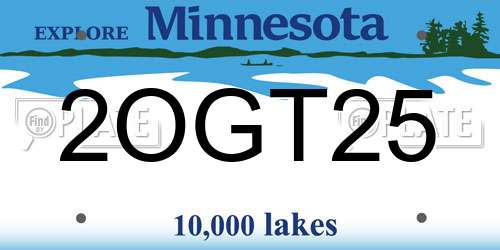 2OGT25 Minnesota License Plate