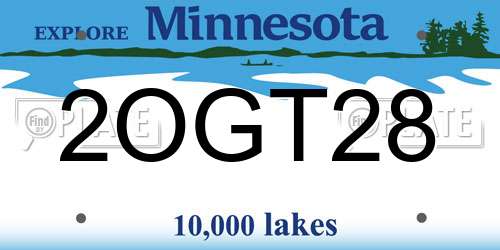 2OGT28 Minnesota License Plate